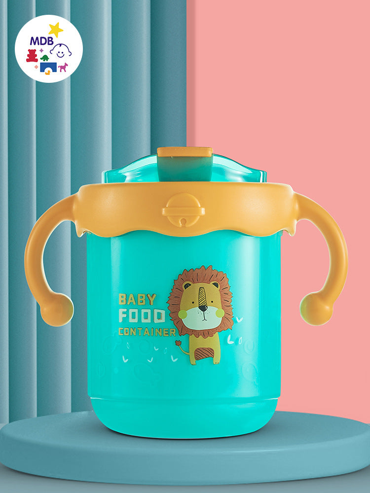 Children's Cartoon Milk Cup with Scale 316 Stainless Steel Baby Straw Milk Drinking Cup Thermos Cup