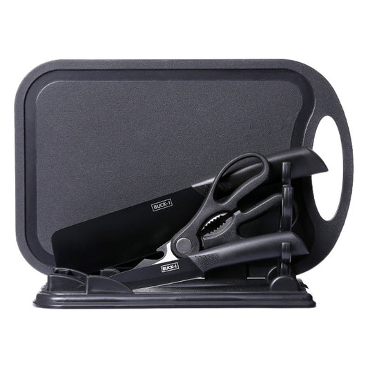 Black steel kitchen knife household kitchen tool kitchen knife cutting board black steel knife fruit knife food supplement dormitory cutting board combination