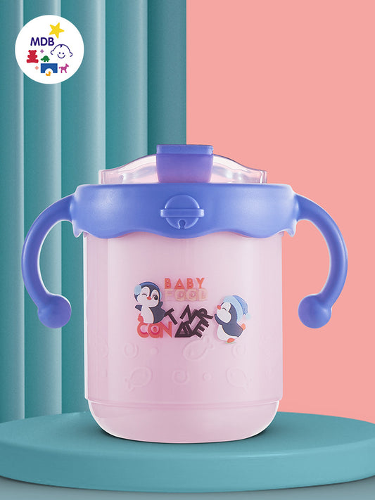 Children's Cartoon Milk Cup with Scale 316 Stainless Steel Baby Straw Milk Drinking Cup Thermos Cup
